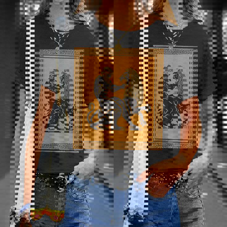 ヘラクレスライオン ギリシャ神話 古代神話 歴史アート Tシャツ 彼女への贈り物