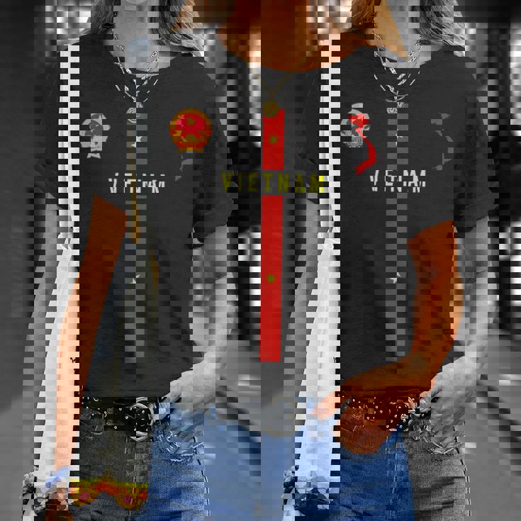 ベトナム国旗、ベトナムのシルエットマップ、紋章 Tシャツ 彼女への贈り物