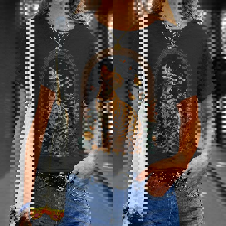 ベンガル猫の花 Tシャツ 彼女への贈り物