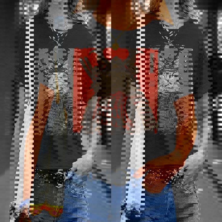 ペルシャ猫 日本美術 サムライ 浮世絵 ヴィンテージ Tシャツ 彼女への贈り物