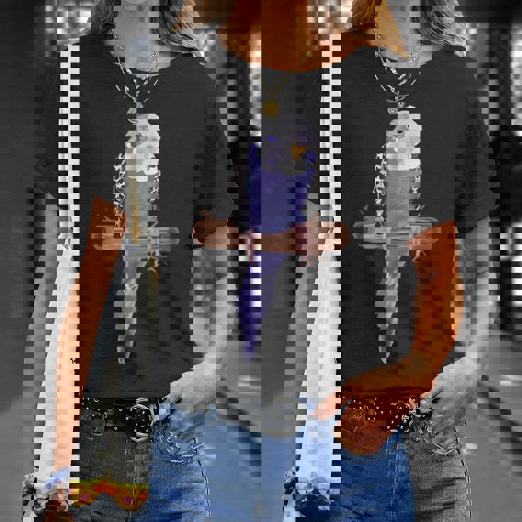 ホワイトパープルセキセイインコエキゾチックペットアニマルモチーフ鳥 Tシャツ 彼女への贈り物