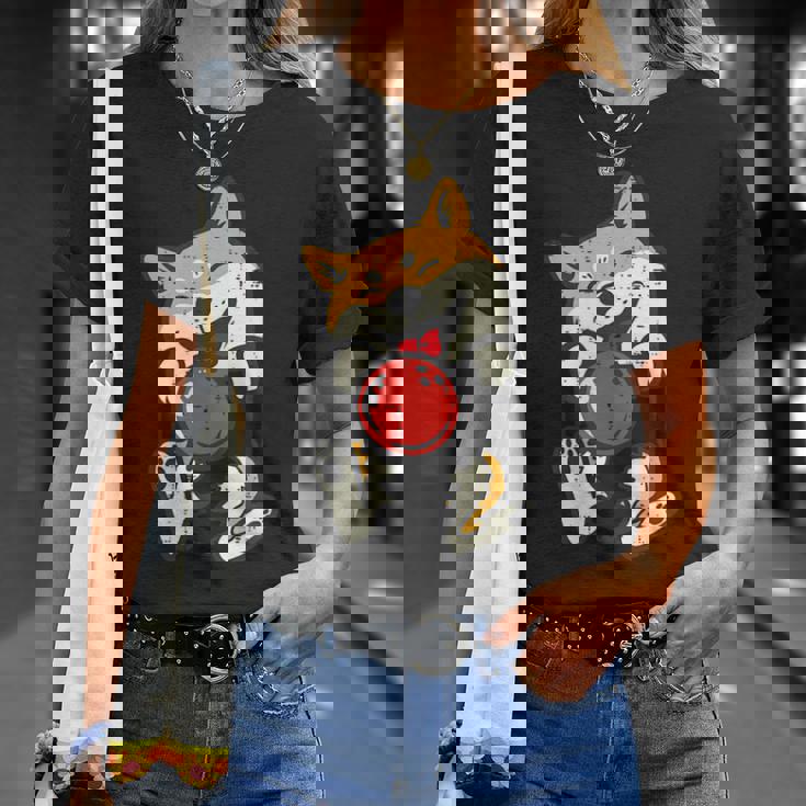 ボウリング 柴犬 犬 ポケット カワイイ ボウラー メンズ レディース キッズ Tシャツ 彼女への贈り物