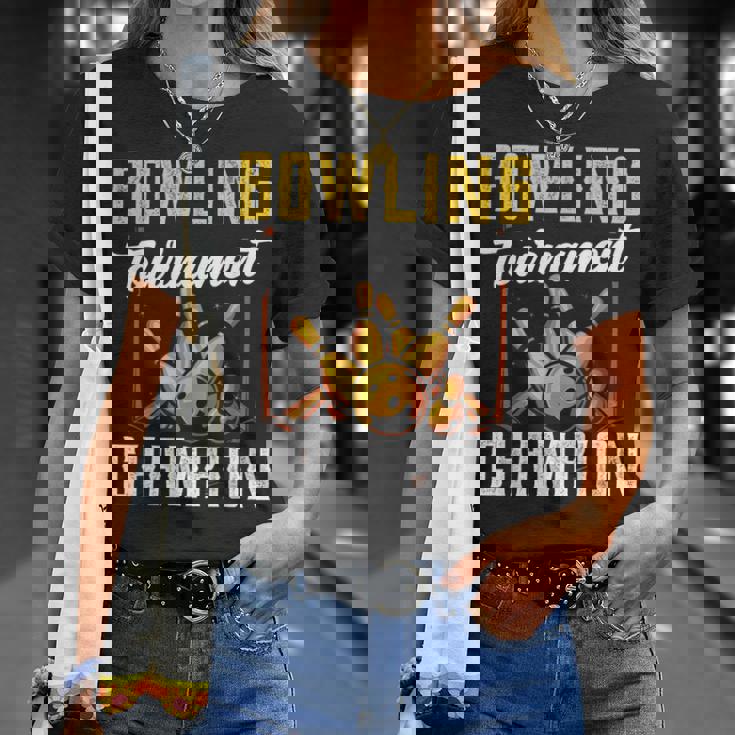 ボウリング大会優勝 クルー ボウリング チーム ホビー ボウラー Tシャツ 彼女への贈り物