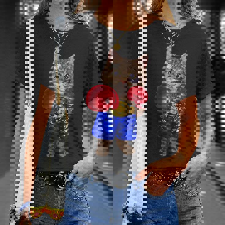 ボクシング をする 猫 ねこ Tシャツ 彼女への贈り物