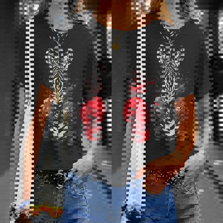 ボクシング ゼブラ ボクシンググローブ キックボクシング おもしろボクサー Tシャツ 彼女への贈り物