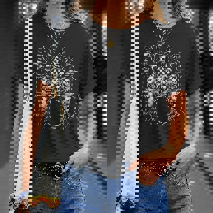 ボストンテリア演奏ドラムドラマー犬好き。 Tシャツ 彼女への贈り物