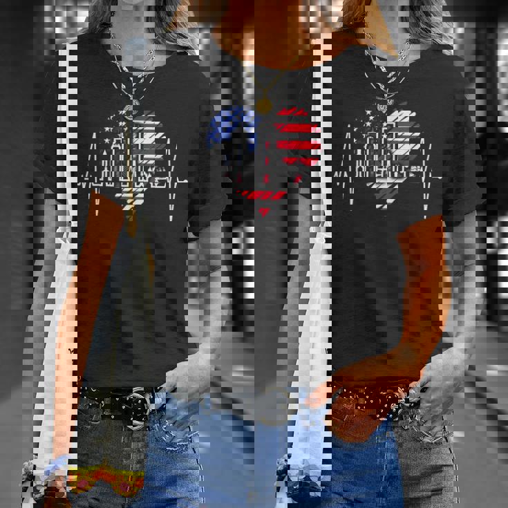 ボストン・スカイライン ハートビートusa ハートパルス I Love Boston Tシャツ 彼女への贈り物