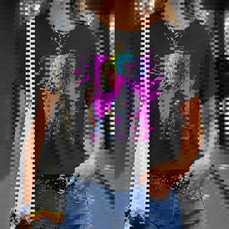 ボヘミアン・ガール、スモーキング・ガールのサイバーパンク・イラストレーション Tシャツ 彼女への贈り物