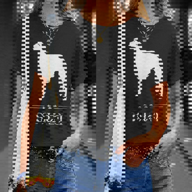 ボルゾイ犬の白いシルエット Tシャツ 彼女への贈り物