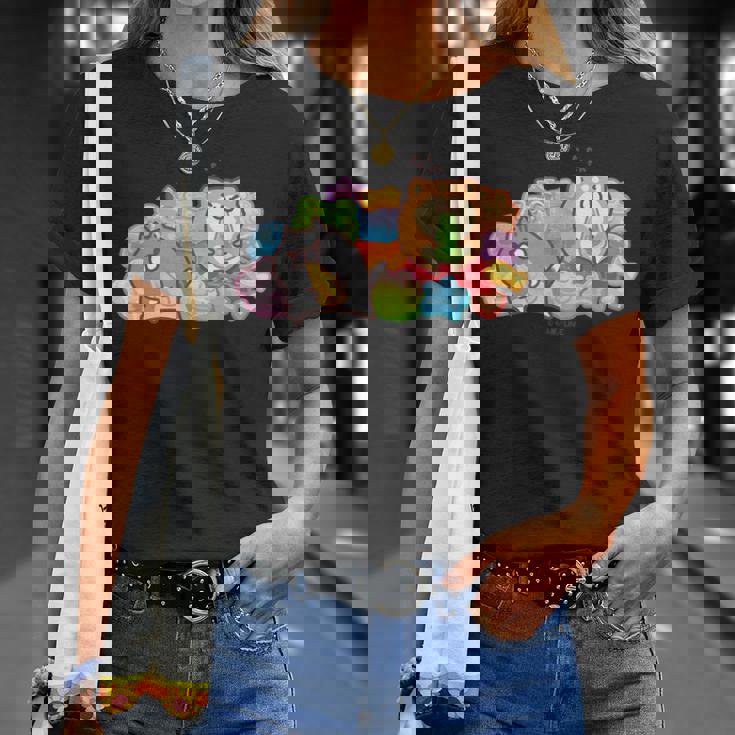 ボンレス犬とボンレス猫 カラフルスナック Tシャツ 彼女への贈り物