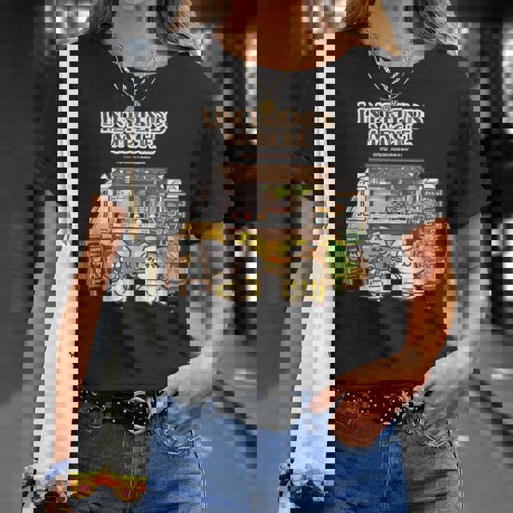 ボンレス犬とボンレス猫 キッチンカーロゴ付 ダークカラー Tシャツ 彼女への贈り物