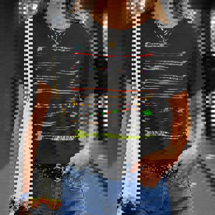 ボーダー カラフル Pop 爬虫類 かわいい オリジナル ヘビ柄 手描き フロント ボーダー イラスト おもしろ Tシャツ 彼女への贈り物