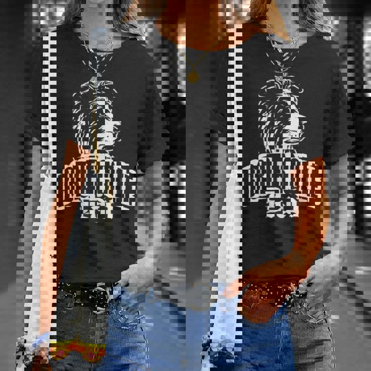 ボーダーコリーのお父さんとかわいい犬の頭を胸に Tシャツ 彼女への贈り物