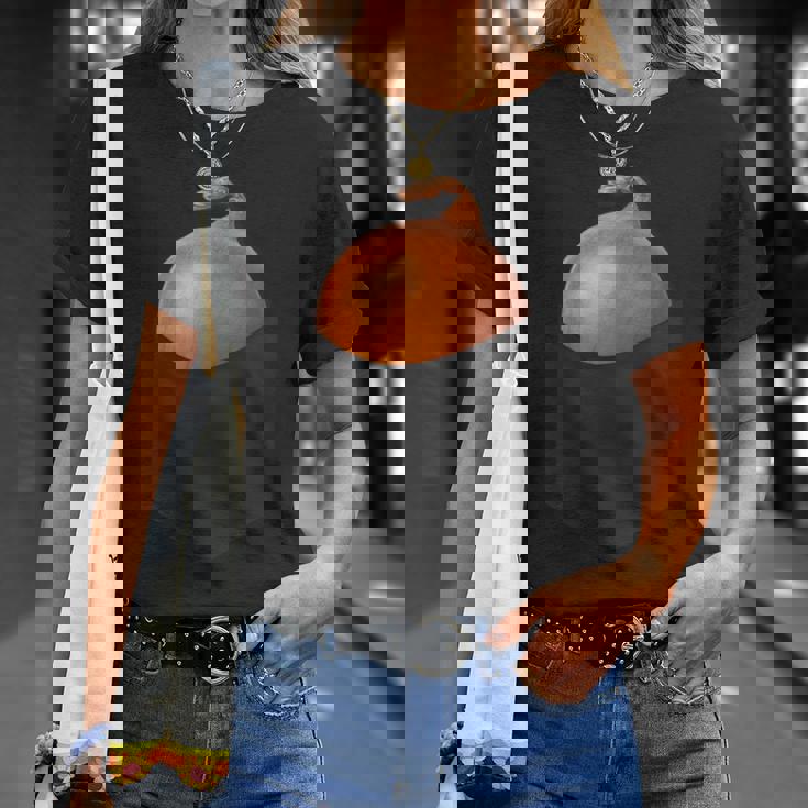 ポケットに入った玉ねぎ、胸に面白い玉ねぎ。 Tシャツ 彼女への贈り物