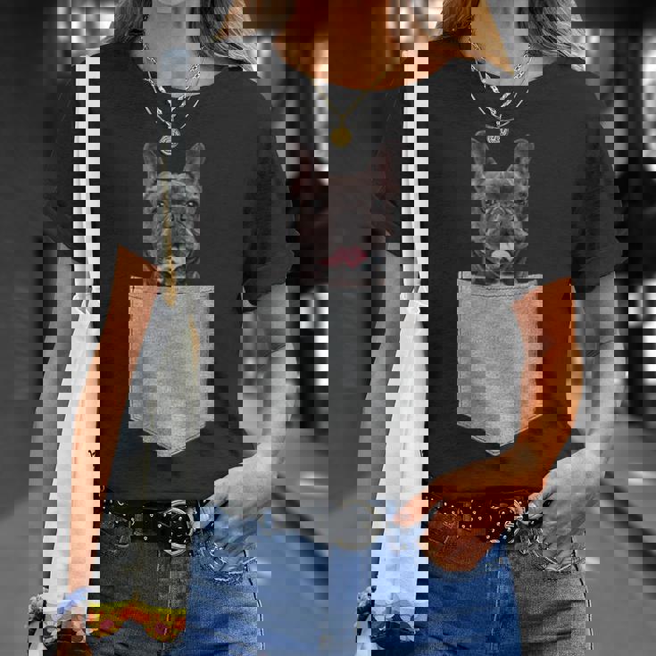 ポケットの中のフレンチブルドッグかわいいフレンチブルドッグオーナーギフト Tシャツ 彼女への贈り物