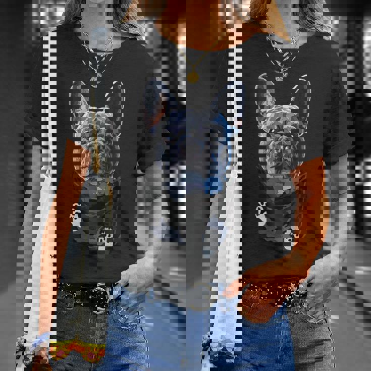 ポケットの中の面白いフレンチフレンチ犬好きフレンチブルドッグ Tシャツ 彼女への贈り物