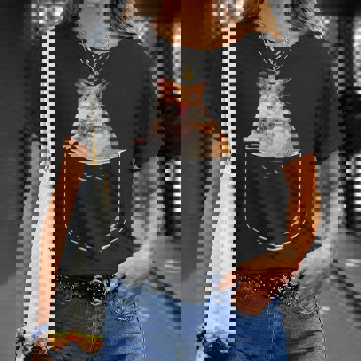 ポケットハムスターシャツ、ポケットに入った面白いハムスター ギフトtシャツ Tシャツ 彼女への贈り物