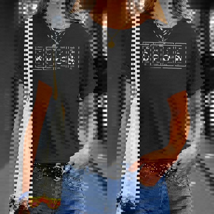 ポップコーン周期表化学ワードゲームtシャツ Tシャツ 彼女への贈り物