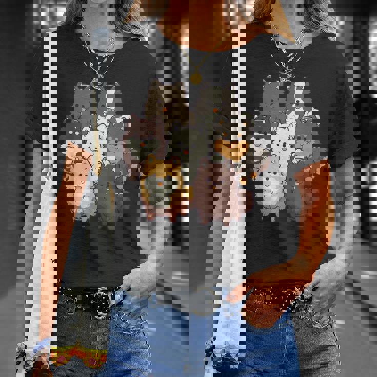 ポメラニアン ドッグ グループ かわいい ペット ブラック ホワイト チョコレート ポンポン Tシャツ 彼女への贈り物