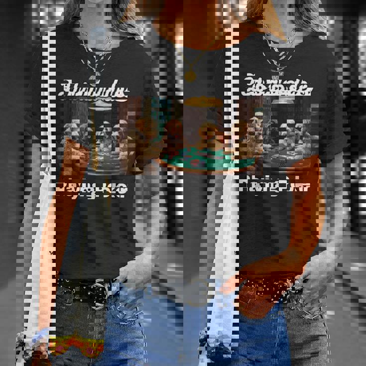 ポーカーをする犬 ラブラドゥードル オーストラリアの犬 ラブラドゥードル Tシャツ 彼女への贈り物