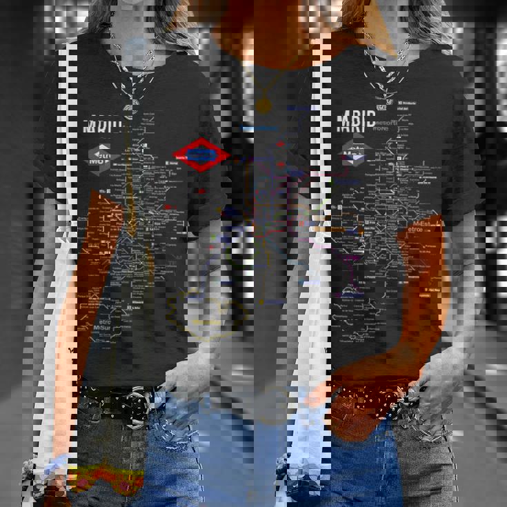 マドリード スペイン メトロ 地下鉄 電車地図 ギフト Tシャツ 彼女への贈り物