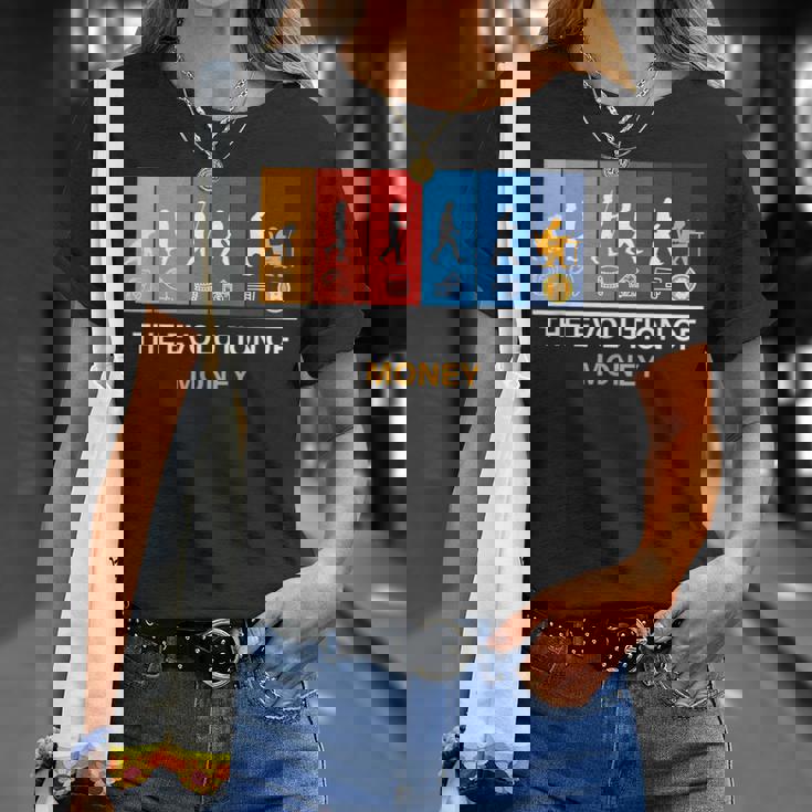 マネーの進化 ビットコイン Btc暗号通貨 Tシャツ 彼女への贈り物