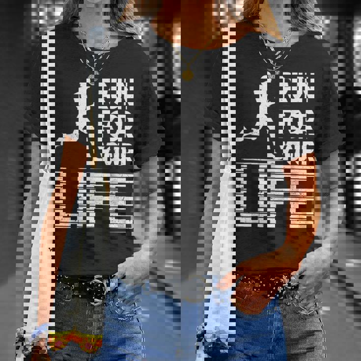 マラソンランナー Run For Your Life ランニング Tシャツ 彼女への贈り物