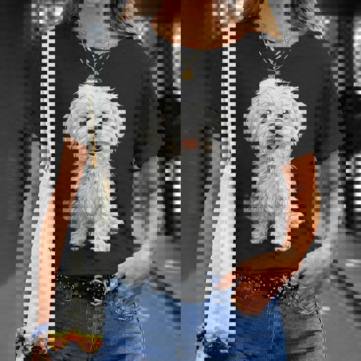 マルチーズ 犬 グラフィック ペット イラスト マルチーズ Tシャツ 彼女への贈り物