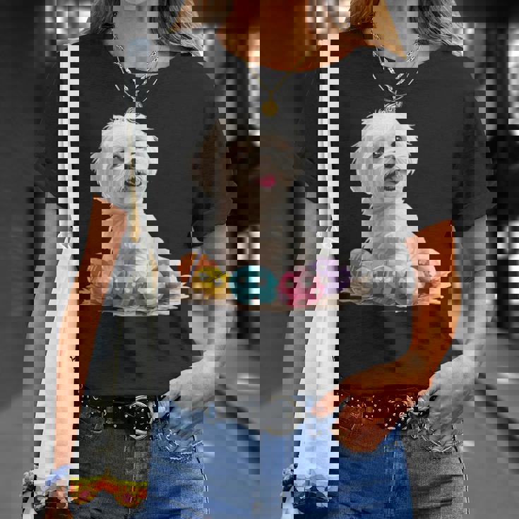 マルチーズ 犬 犬種 ハッピーイースター メンズ レディース キッズ Tシャツ 彼女への贈り物