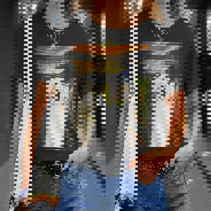 マルチーズ 面白いtシャツ 犬 ムンクの叫び かわいい メンズ 子供 おもしろ 服 グッズ ネタ わんこ Tシャツ 彼女への贈り物