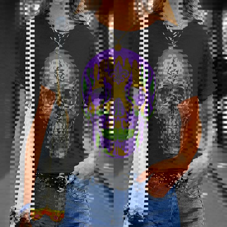 マルディグラ ドリップドリング スカル カーニバル 火曜日 パーティー テーマ 新品 Tシャツ 彼女への贈り物