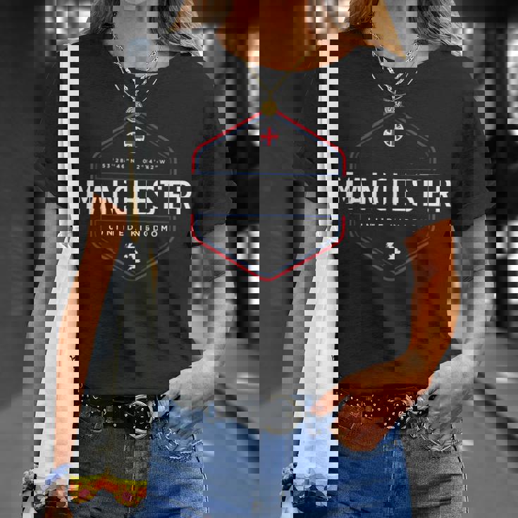 マンチェスター イギリス イギリス 地図フラグ グラフィック Tシャツ 彼女への贈り物