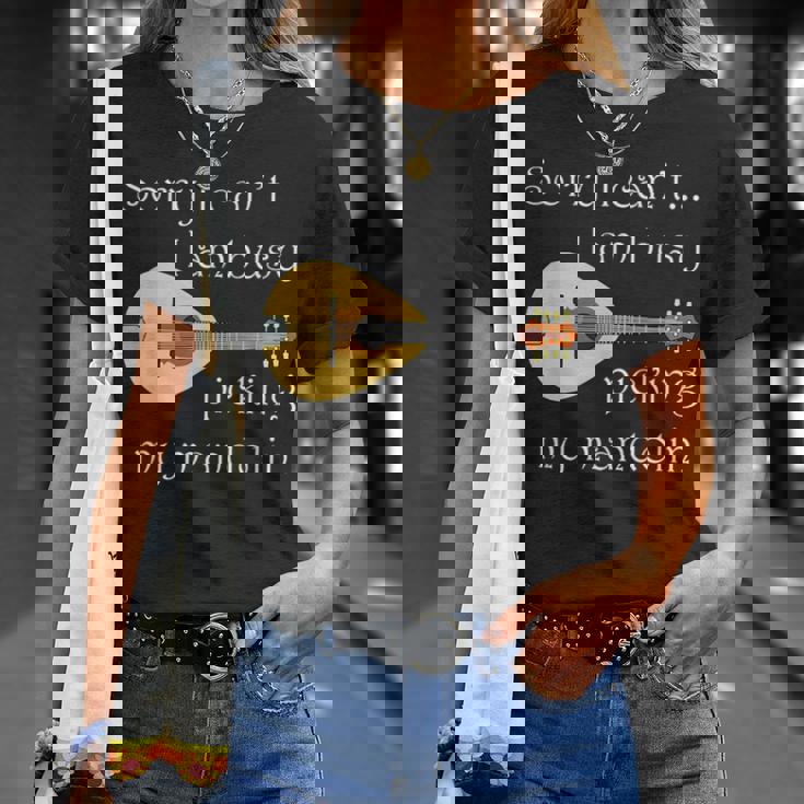 マンドリンピッキング ミュージシャン 音符 フォークミュージック Tシャツ 彼女への贈り物