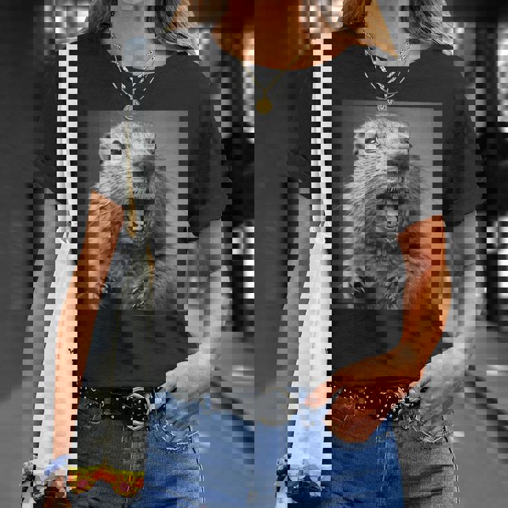 マーモットは生意気に笑う、面白いマーモット Tシャツ 彼女への贈り物