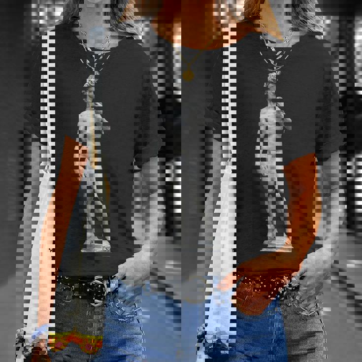 ミケランジェロのダビデ像 巨大なピクセル化されたペニス Tシャツ 彼女への贈り物