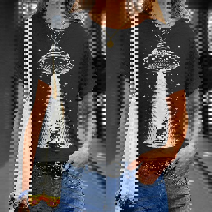 ミニチュアピンシャーママパパ犬-面白いエイリアンufo Tシャツ 彼女への贈り物