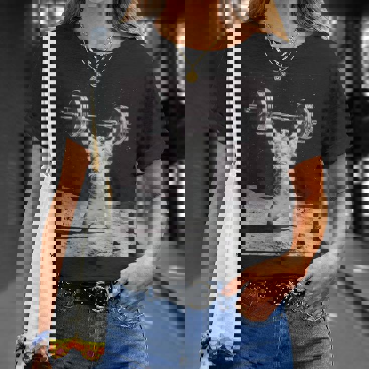 ムーンキャット 筋トレ 猫 フィットネス ジム ウェイトリフティング トレーニング 面白い猫 おもしろ Tシャツ 彼女への贈り物