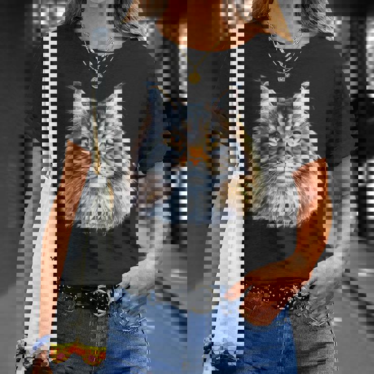 メインクーン 猫の肖像画 Tシャツ 彼女への贈り物