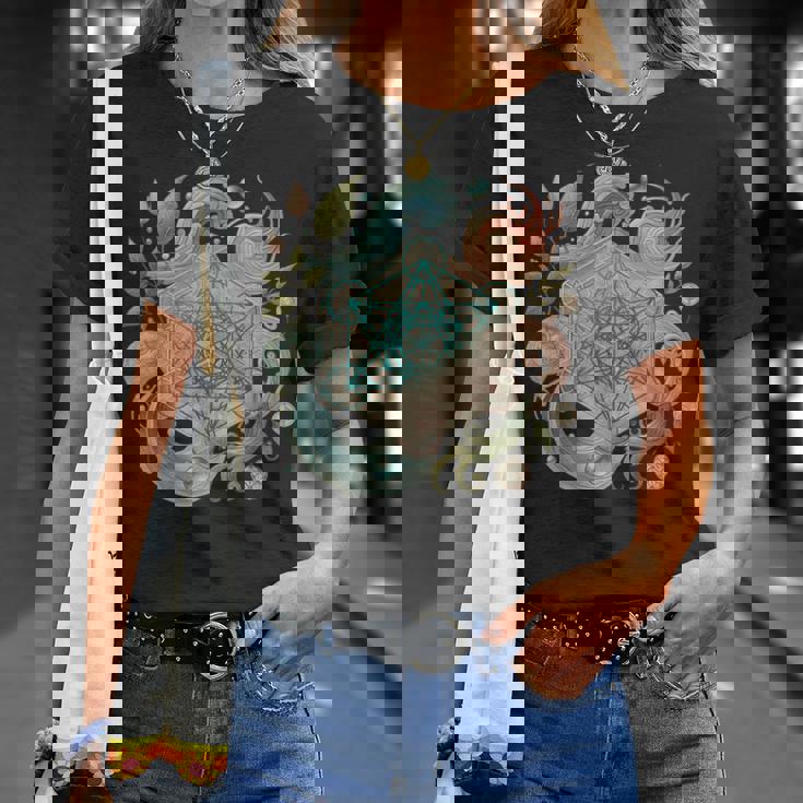 メタトロンキューブと自然の要素 火、土、水、風 Tシャツ 彼女への贈り物