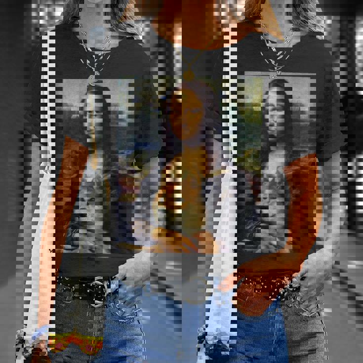 モナリサダヴィンチ プリントシャツ 柴犬とモナリサ Tシャツ 彼女への贈り物