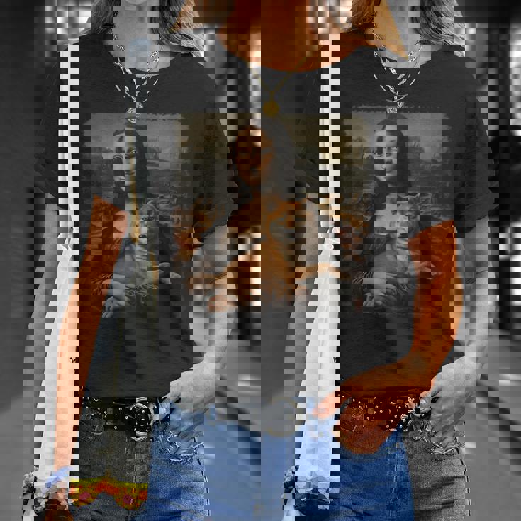 モナリザ 犬と一緒に 面白い 柴犬 アート 絵画 Tシャツ 彼女への贈り物