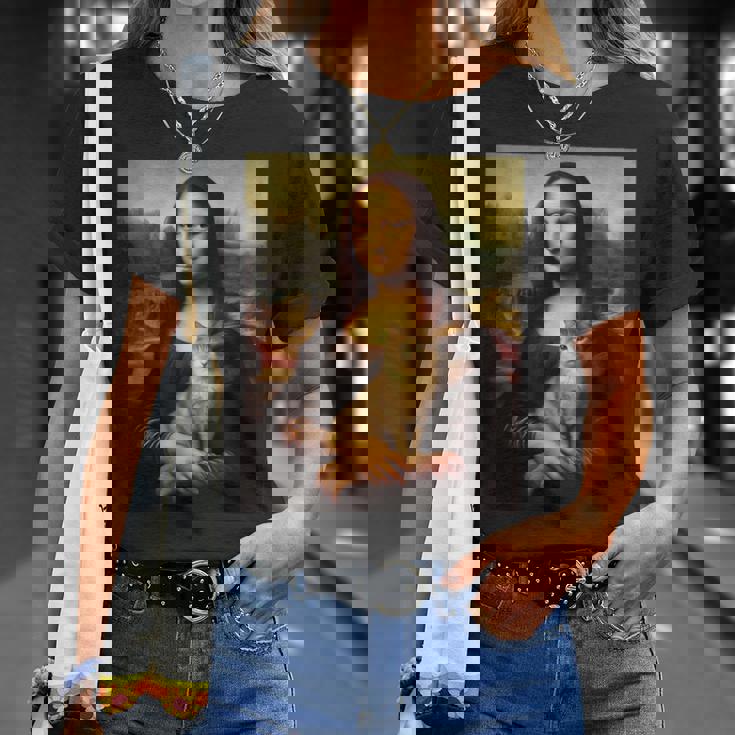 モナリザ 猫 Tシャツ 彼女への贈り物