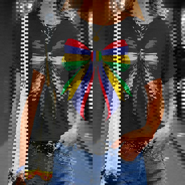 モーリシャス国旗 モーリシャスのプライド コケットリボン Tシャツ 彼女への贈り物