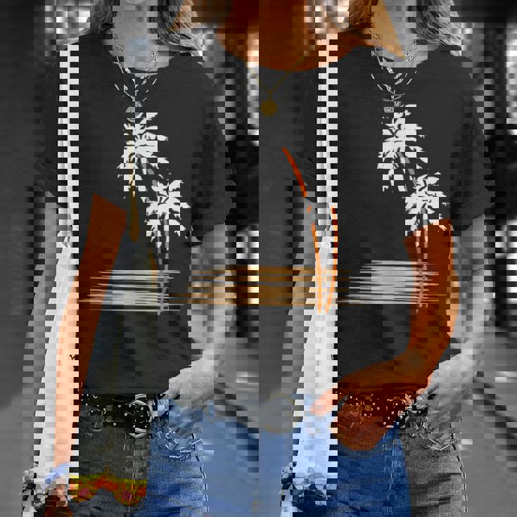 ヤシの木 夏 カラフル 胸 プリント ホリデー Tシャツ 彼女への贈り物