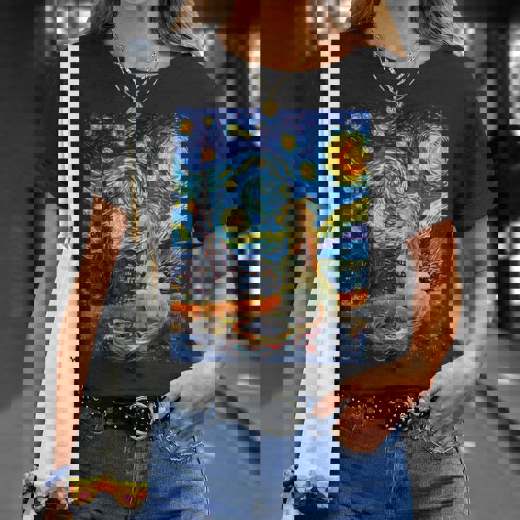 ユニコーン恋人のためのユニコーン恋人のスターリーナイトヴァンゴッホ Tシャツ 彼女への贈り物