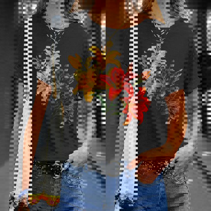 ユリの花 恋人の日 ユリ ホームフラワー ガーデンデザイン Tシャツ 彼女への贈り物