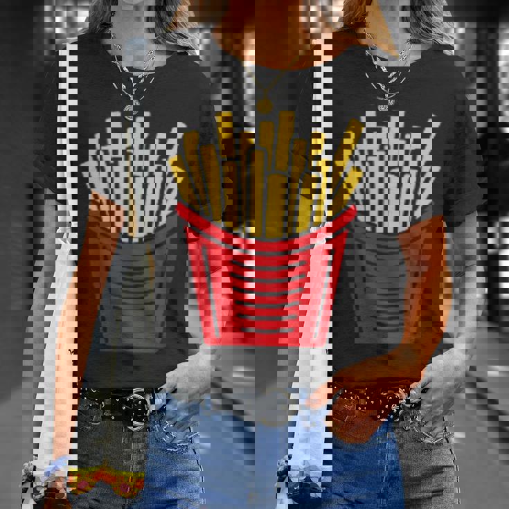 ユーモア 小さなミニマリスト シンプルなフライドポテト フライドポテト Tシャツ 彼女への贈り物