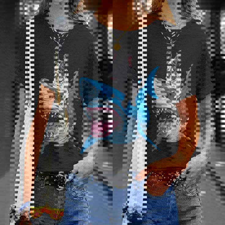 ライディング シャーク フレンチブルドッグ 長袖tシャツ Tシャツ 彼女への贈り物