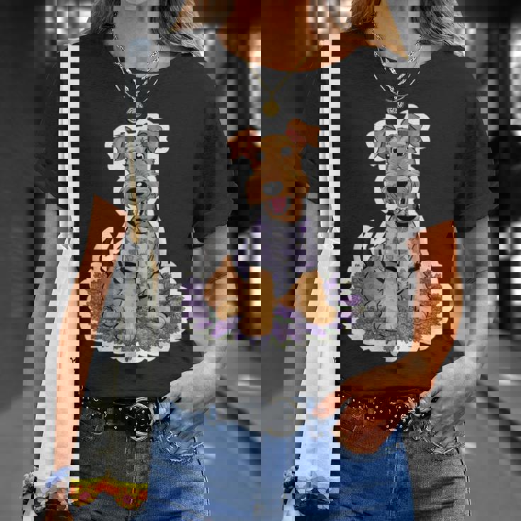 ライラックのエアデール テリア Tシャツ 彼女への贈り物