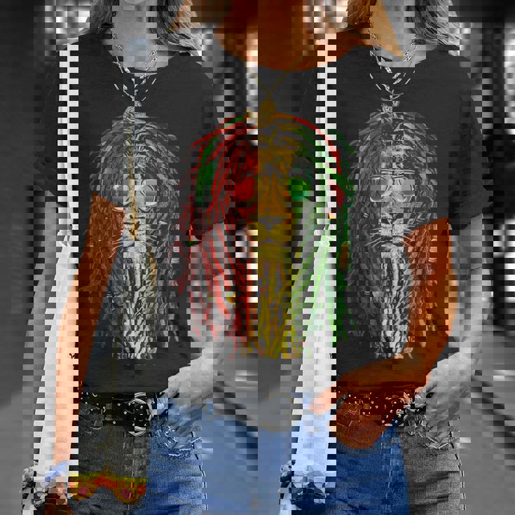 ラスタライオン クール ドレッドロック ラスタファリ ラスタ愛好家用 Tシャツ 彼女への贈り物